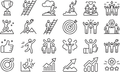 Fototapeta premium Trophy ladder climbing success achievement teamwork growth vector