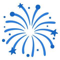 Fototapeta premium Blue radial firework explosion isolated in cartoon flat style