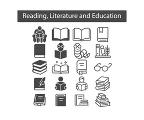 Book Lover's Day Icons: Reading, Literature & Education Symbols