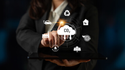 Net zero and CO2 reduction strategies promote sustainability, renewable energy, and...