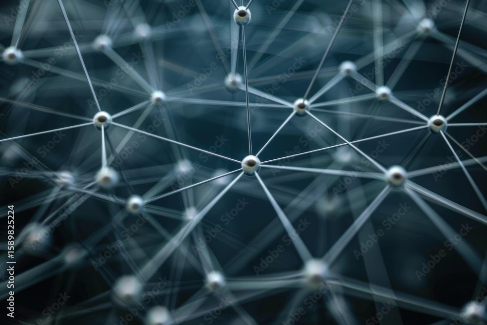 Fototapete Abstract network structure connecting points representing global communication and data flowing