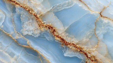 Abstract macro texture of blue onyx stone with golden veins and brown inclusions