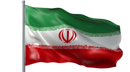 Waving Iranian Flag, isolated on transparent background