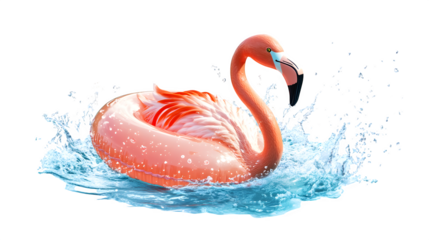 Pink Flamingo Pool Float, isolated on transparent background