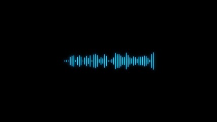 Sound wave animation isolated on black background. Audio waveform with frequency animated lines, Abstract wave motion equalizer. Digital interface element. Seamless loop.