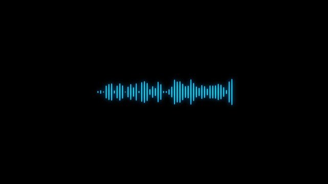 Sound wave animation isolated on black background. Audio waveform with frequency animated lines, Abstract wave motion equalizer. Digital interface element. Seamless loop. - Powered by Adobe