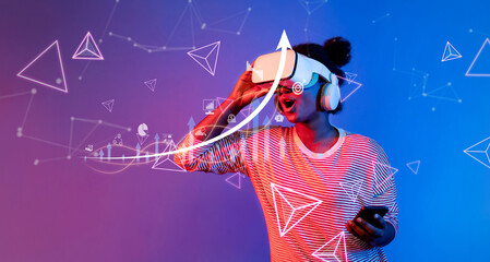 Explore the intersection of virtual reality and business strategy visualization, showcasing dynamic...