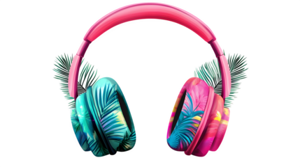 Tropical Headphones, isolated on transparent background