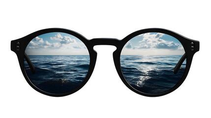 Ocean View Through Eyeglasses, isolated on transparent background