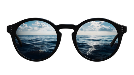 Ocean View Through Eyeglasses, isolated on transparent background