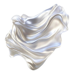 Flying white silk fabric isolated on transparent white background png, clipping path