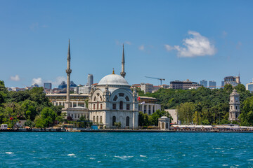 Naklejka premium Dolmabahçe Mosque , seen from the Bosphorus, Istanbul, Turkey