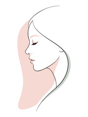 Elegant Female Face Profile with Closed Eyes Line Art for Beauty and Serenity