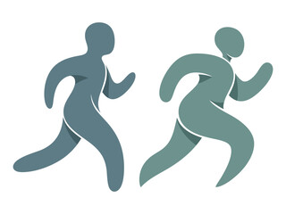 Stylized Running Human Figures for Fitness, Health, and Movement Concepts