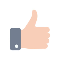 Flat Design Thumbs Up Hand Gesture Icon for Like, Approval, or Success