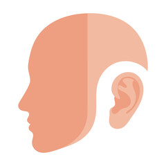 Human Head Profile and Ear Flat Design for Hearing and Communication
