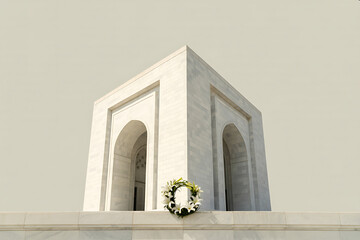 An architectural marvel, the Tomb of the Unknown Soldier in Italy features a wreath of flowers and minimalist aesthetic, providing a solemn memorial.