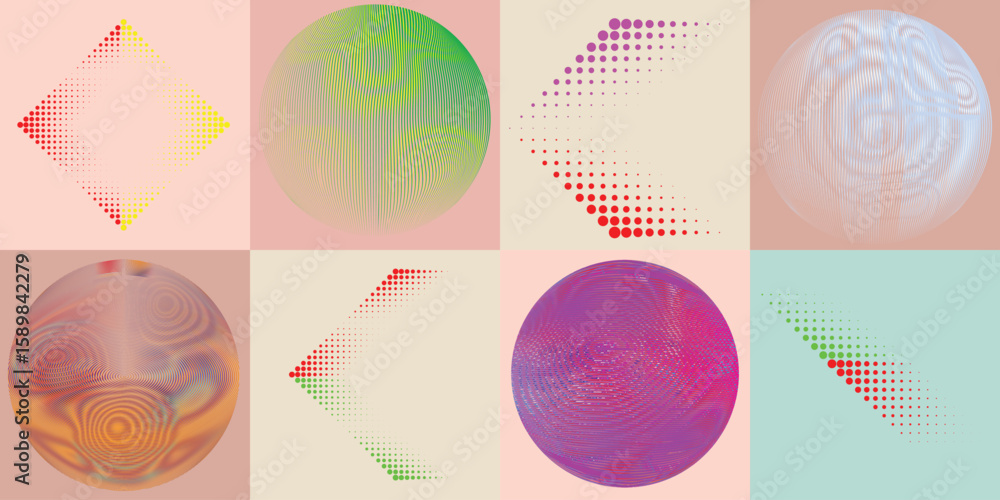 Fototapete lines and dots in circle form .rotate rounded shape vector .rotating dots form a circle .rotating an