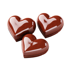 heart shaped chocolate candy isolated on transparent white background png, clipping path
