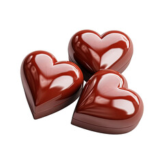 heart shaped chocolate candy isolated on transparent white background png, clipping path