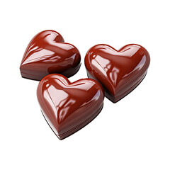 heart shaped chocolate candy isolated on transparent white background png, clipping path