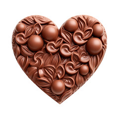 heart shaped chocolate candy isolated on transparent white background png, clipping path
