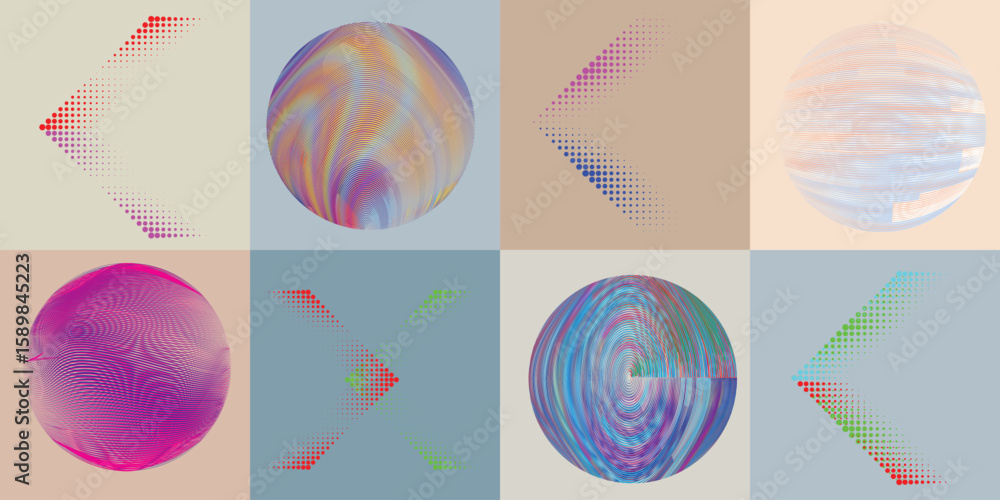 Fototapete lines and dots in circle form .rotate rounded shape vector .rotating dots form a circle .rotating an