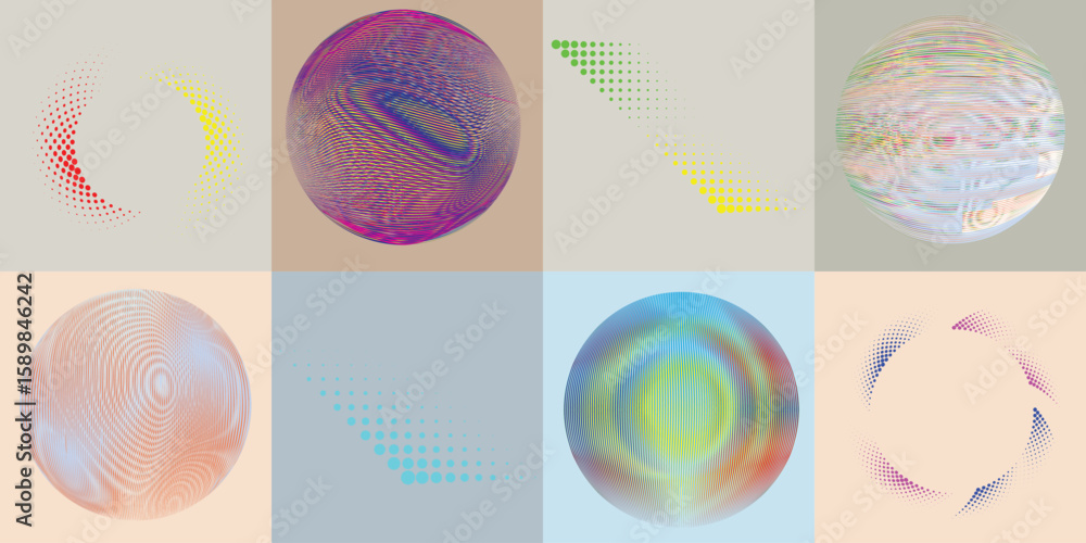 Leinwandbilder lines and dots in circle form .rotate rounded shape vector .rotating dots form a circle .rotating an