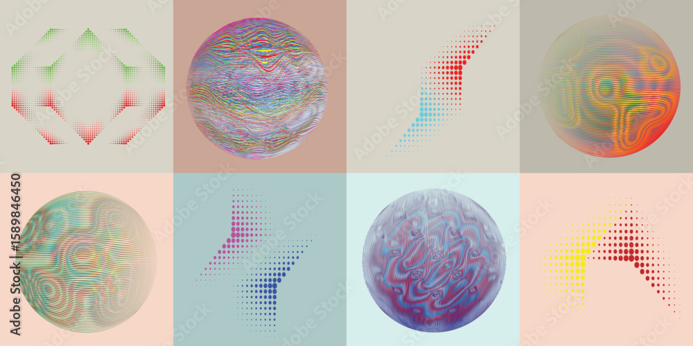 Leinwandbilder lines and dots in circle form .rotate rounded shape vector .rotating dots form a circle .rotating an