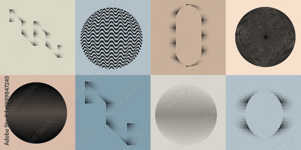 Fototapete lines and dots in circle form .rotate rounded shape vector .rotating dots form a circle .rotating an