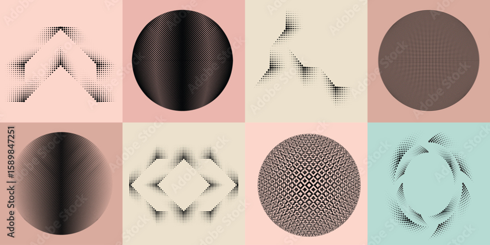 Fototapete lines and dots in circle form .rotate rounded shape vector .rotating dots form a circle .rotating an