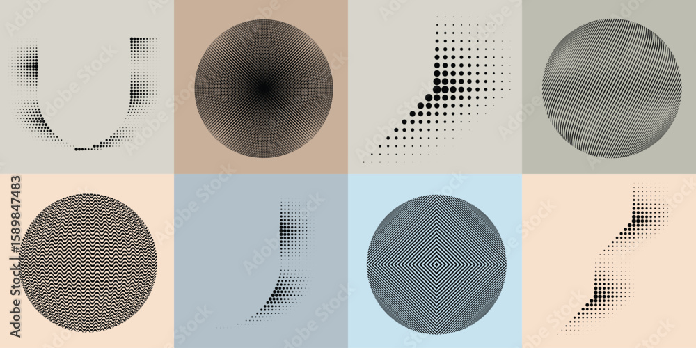 Fototapete lines and dots in circle form .rotate rounded shape vector .rotating dots form a circle .rotating an