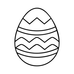 Outline a decorative Easter egg with zigzag horizontal stripes decoration symbol