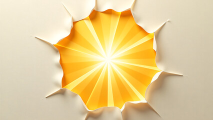 bright sunny yellow circle bursts rays warm light radiating central void framed delicate irregular tears textured