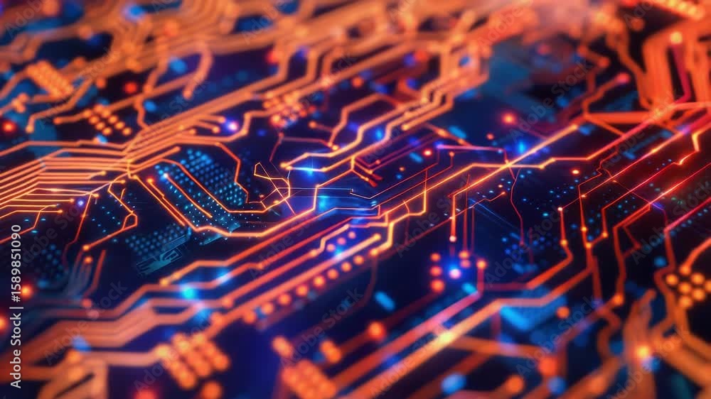 Poster high-quality image of a computer circuit board details