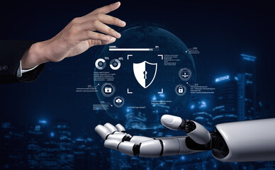 AI artificial intelligence strengthens cybersecurity with intelligent threat detection, virtual...