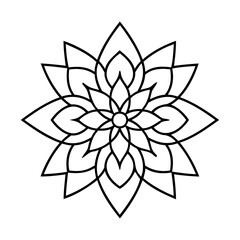 Outline geometric floral mandala pattern on abstract bloom