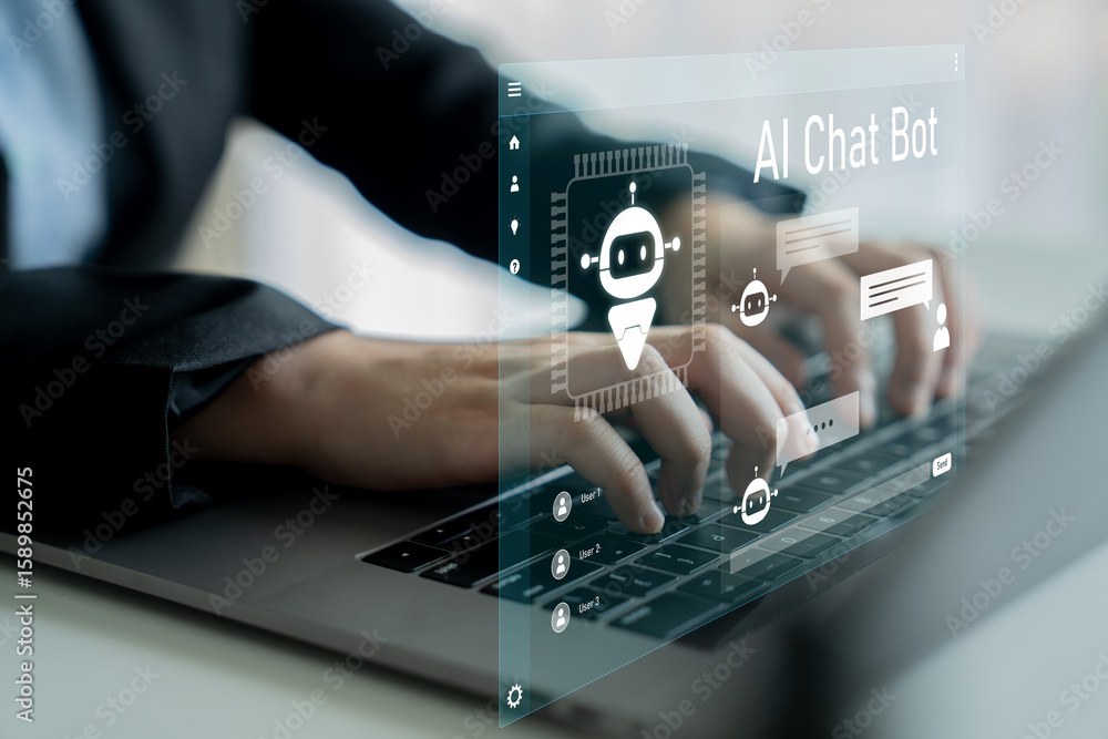 Poster ai chatbot interface facilitates communication, chatbot, and ai interaction for automated user suppo