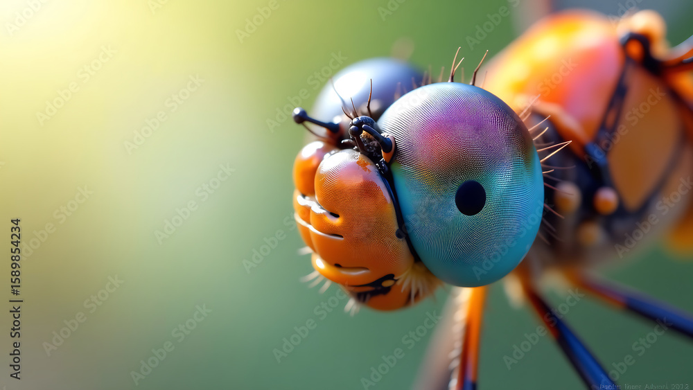 Aufkleber dragonfly iridescent eye takes center stage intricate hexagonal patterns shimmering colors rendered 