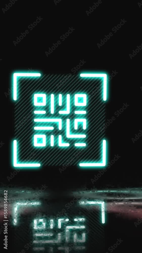 Poster animation of qr code over geometrical shapes