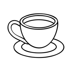 Simple line drawing a coffee cup saucer drink beverage