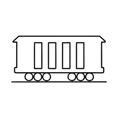 Simple outline a train carriage with windows wheels railway transport