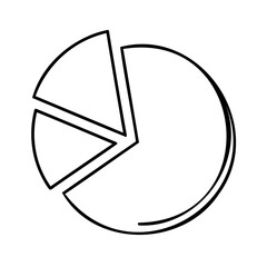 Simple outline pie chart graphic with three segments circle