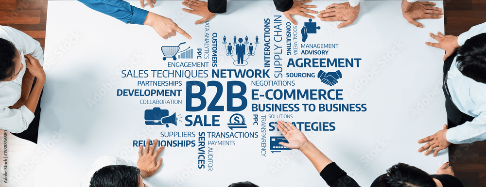 Aufkleber a visual representation of business-to-business (b2b) strategies displayed on a table, showcasing co