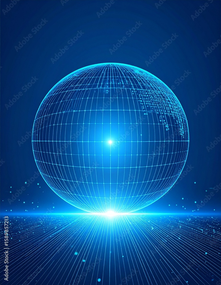 Poster vibrant digital globe with glowing lines and high-tech background effe
