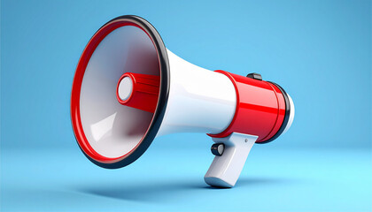 Red and White Megaphone on Blue Background - Announce Your Message Loud and Clear