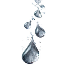 Water drops on black on transparent background