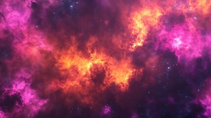 Glowing Nebula in Deep Space with Vibrant Pink and Orange Hues