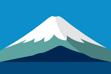 Iconic mount fuji volcano with snow cap against a clear blue sky