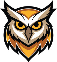Intimidating owl head mascot logo design with arched bold text